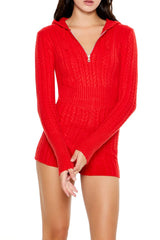 Hooded Cable Knit Zip-Up Romper | Forever 21 Womens