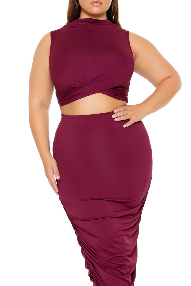 Plus Size Ruched Crop Top & Skirt Set | Forever 21 Womens
