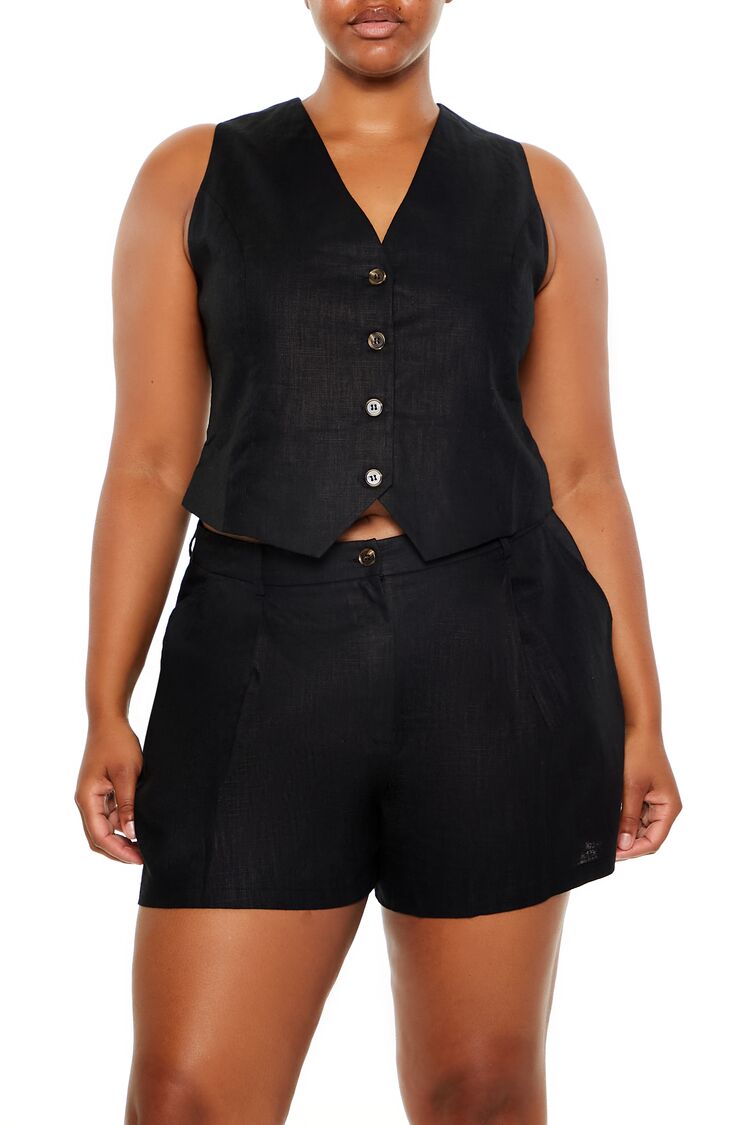 Plus Size Linen-Blend Vest & Shorts Set | Forever 21 Womens