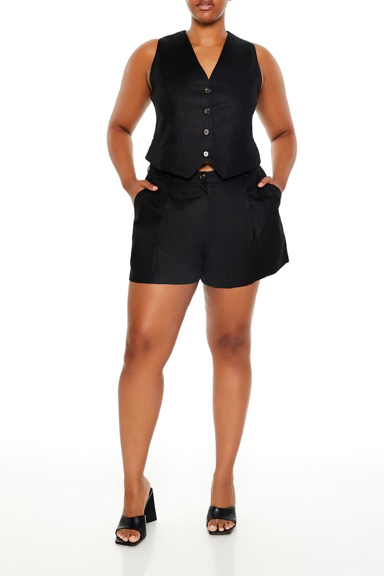 Plus Size Linen-Blend Vest & Shorts Set | Forever 21 Womens