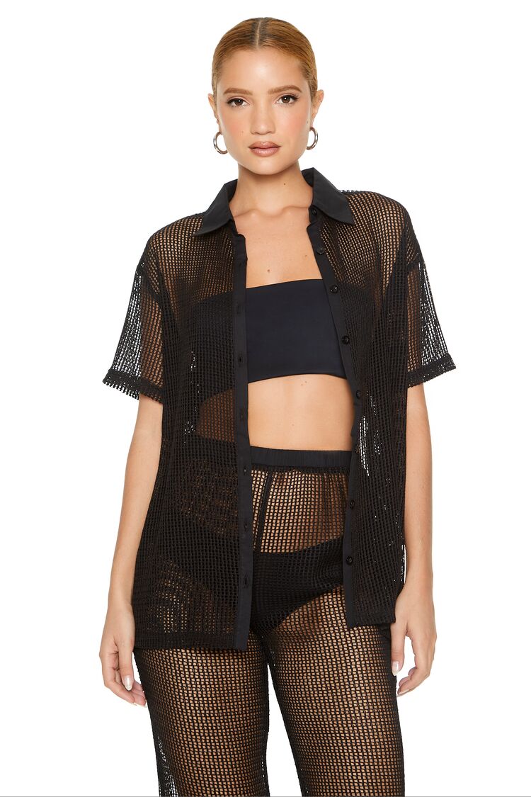 Sheer Crochet Shirt & Pants Set | Forever 21 Womens