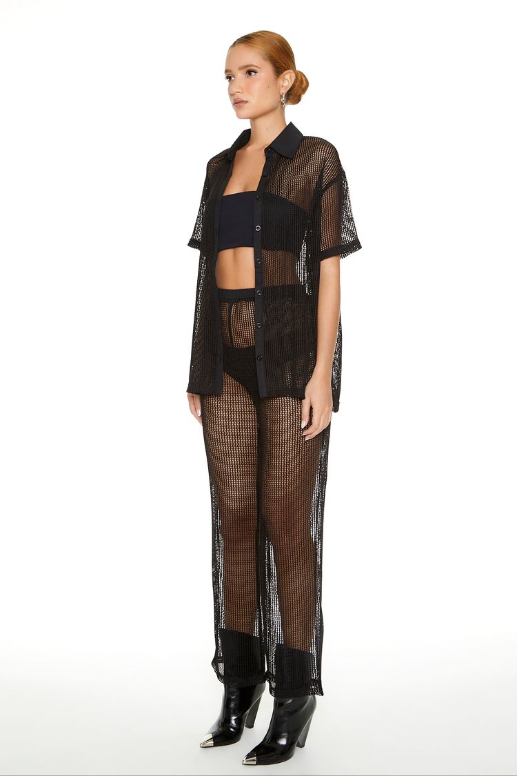 Sheer Crochet Shirt & Pants Set | Forever 21 Womens