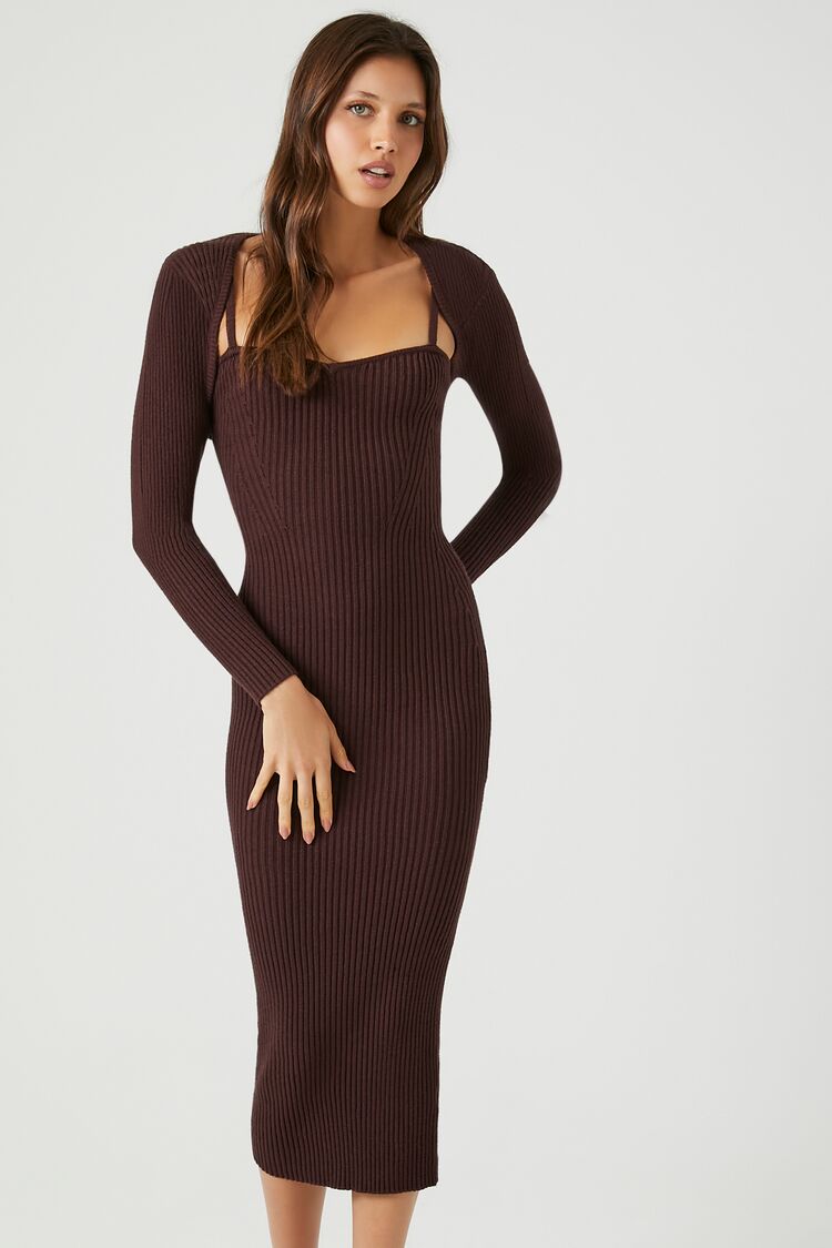 Midi Dress & Shrug Sweater Set | Forever 21 Womens