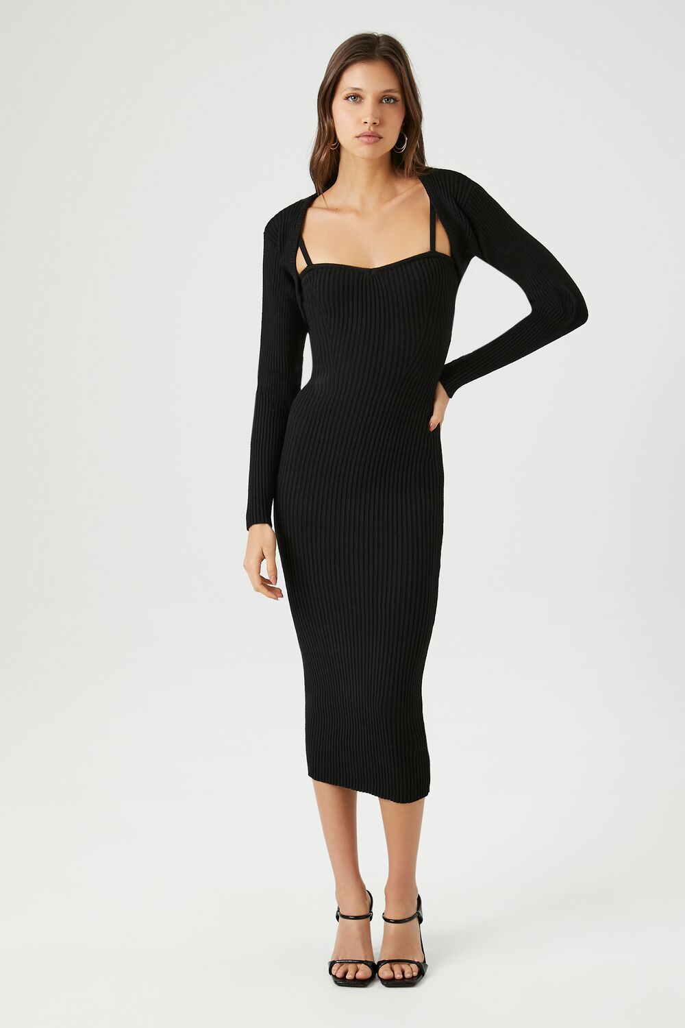Midi Dress & Shrug Sweater Set | Forever 21 Womens