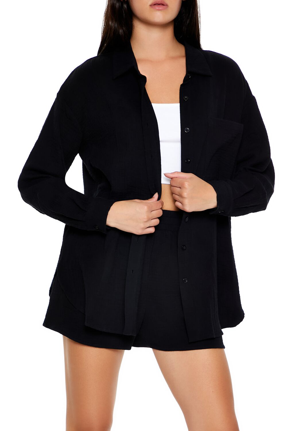 Cotton Poplin Shirt & Shorts Set | Forever 21 Womens