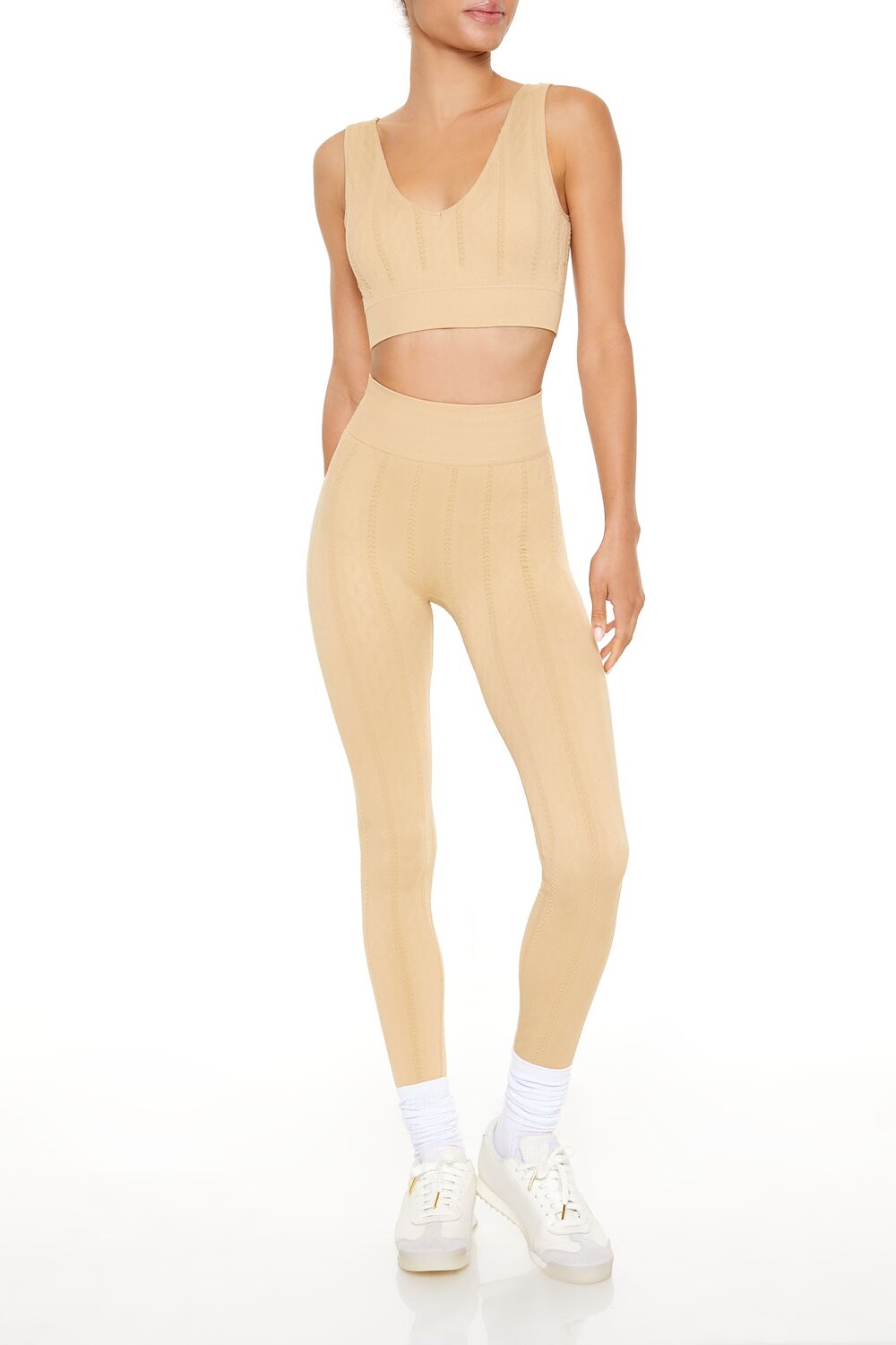 Seamless Cable Knit Sports Bra | Forever 21 Womens