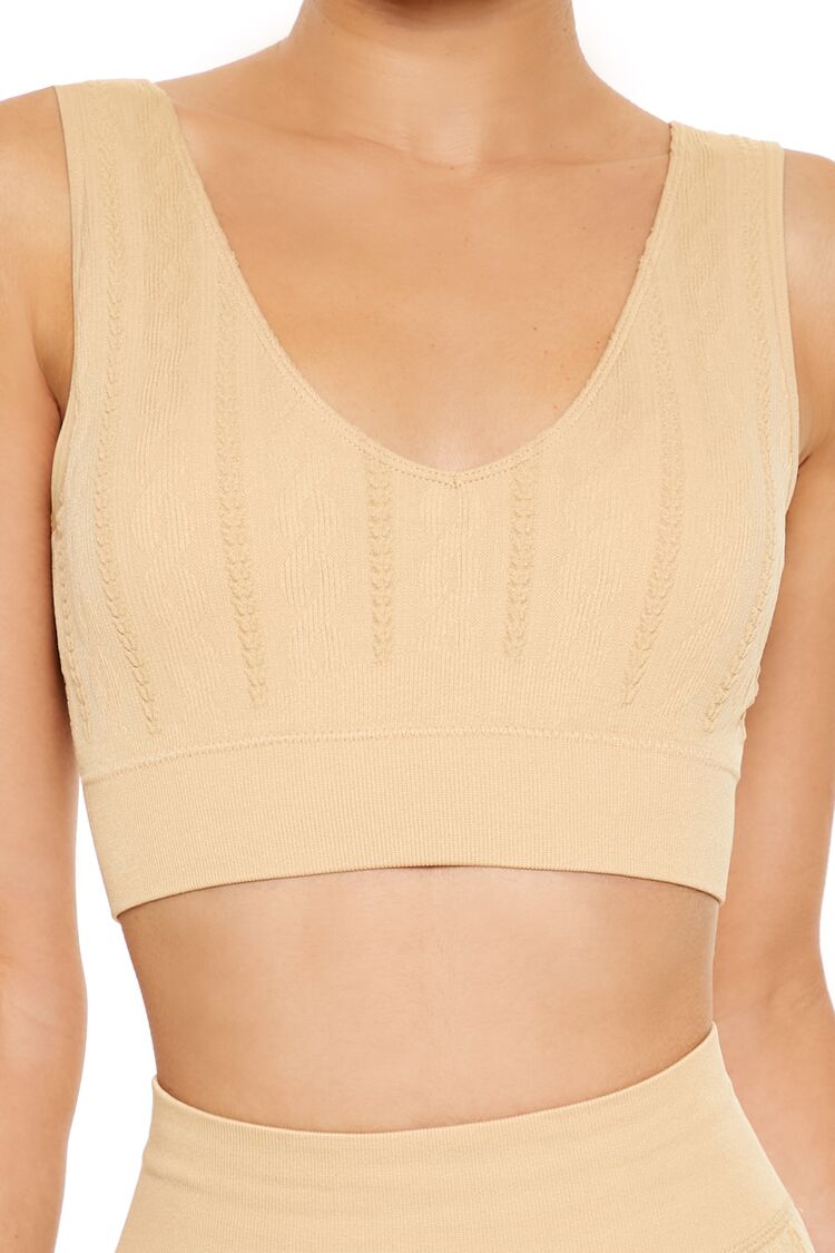 Seamless Cable Knit Sports Bra | Forever 21 Womens