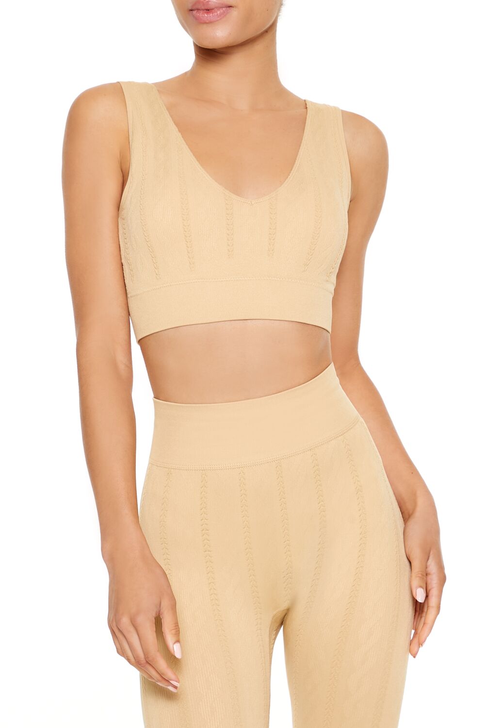 Seamless Cable Knit Sports Bra | Forever 21 Womens