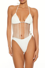 Macrame Halter Monokini One-Piece Swimsuit | Forever 21 Womens