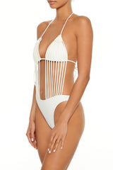 Macrame Halter Monokini One-Piece Swimsuit | Forever 21 Womens