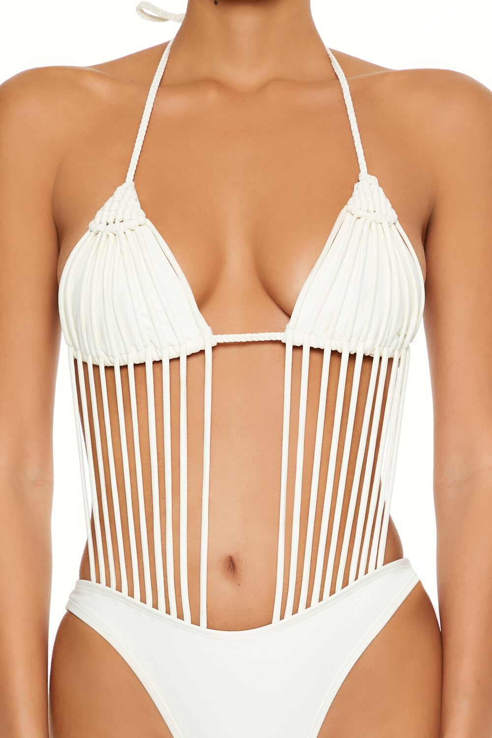 Macrame Halter Monokini One-Piece Swimsuit | Forever 21 Womens