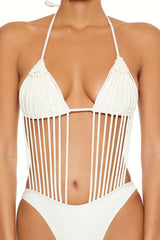 Macrame Halter Monokini One-Piece Swimsuit | Forever 21 Womens