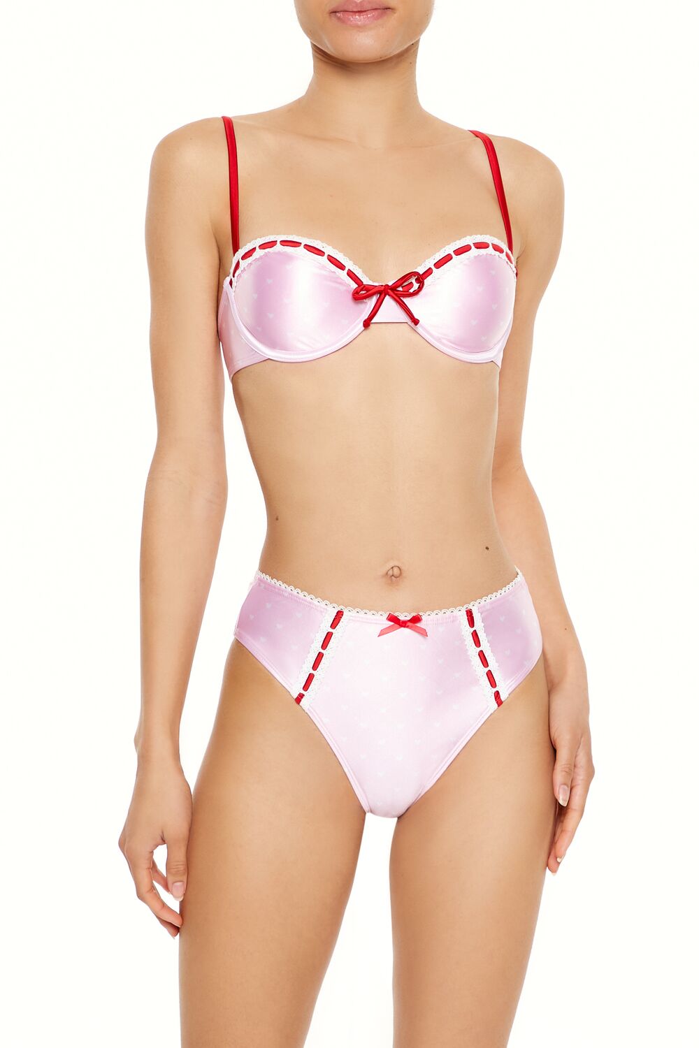 Satin Laced Hearts Underwire Bikini Top | Forever 21 Womens