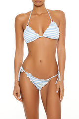 Striped Seersucker Lettuce-Edge Bikini Bottoms | Forever 21 Womens