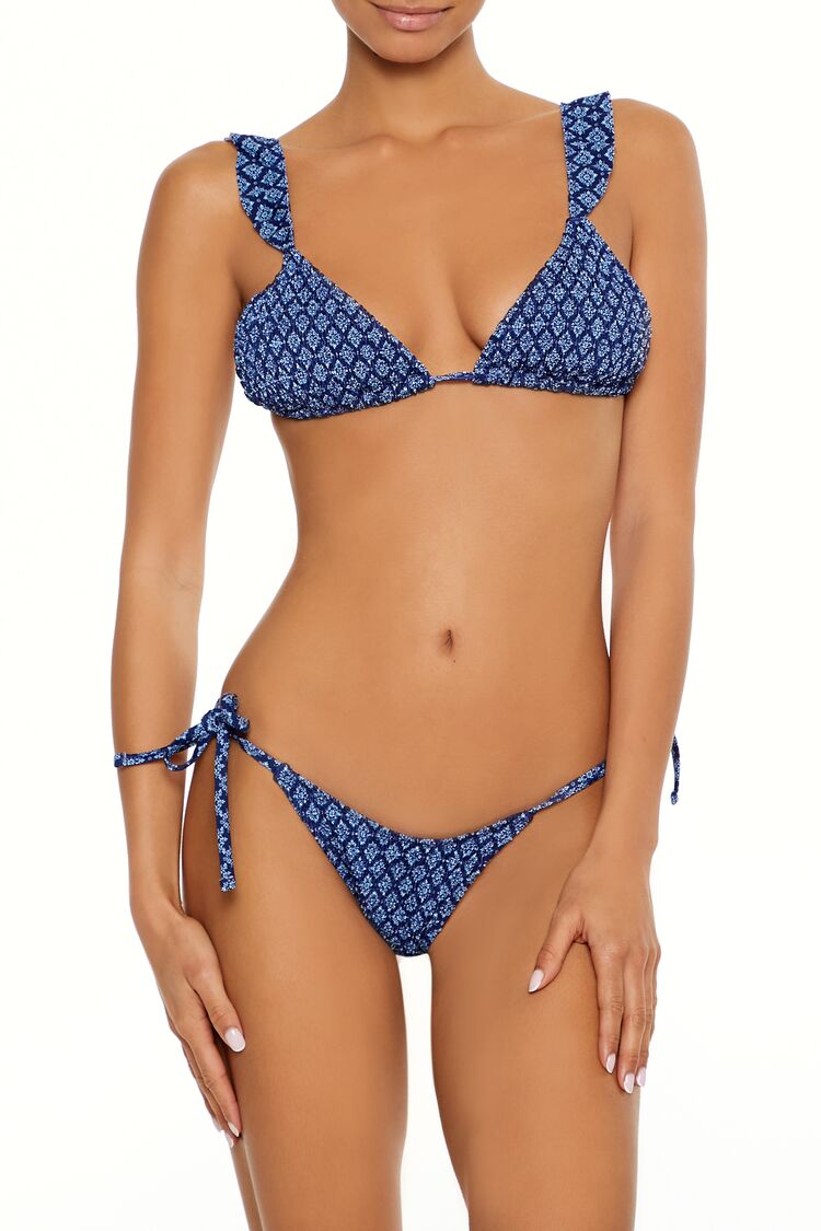 Smocked Triangle Tile Bikini Top | Forever 21 Womens