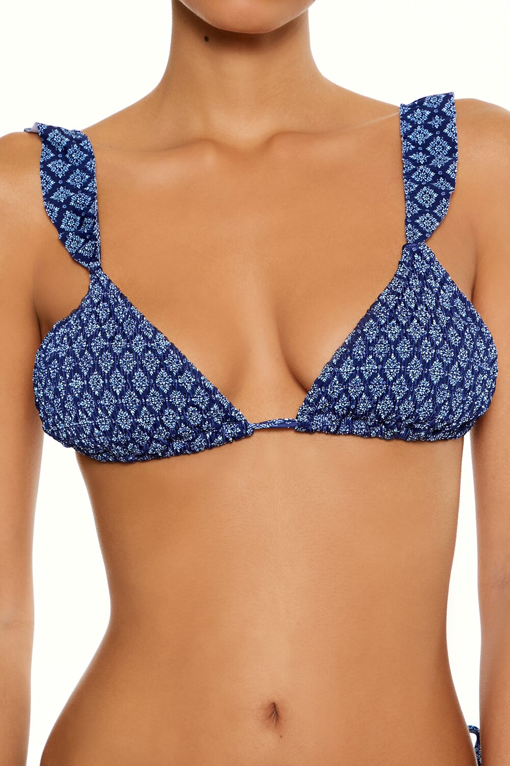 Smocked Triangle Tile Bikini Top | Forever 21 Womens