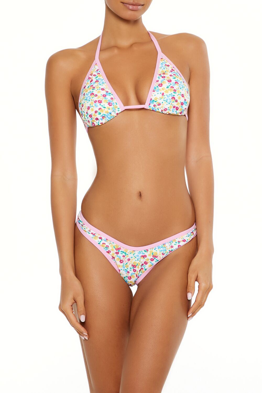Bright Floral Contrast High Leg Bikini Bottoms | Forever 21 Womens
