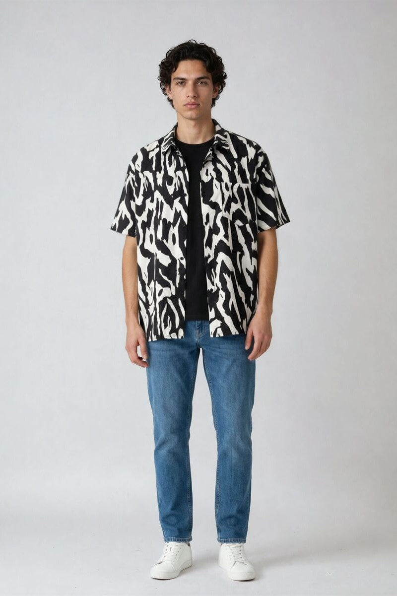 Zebra Print Button-Front Shirt | Forever 21 Mens