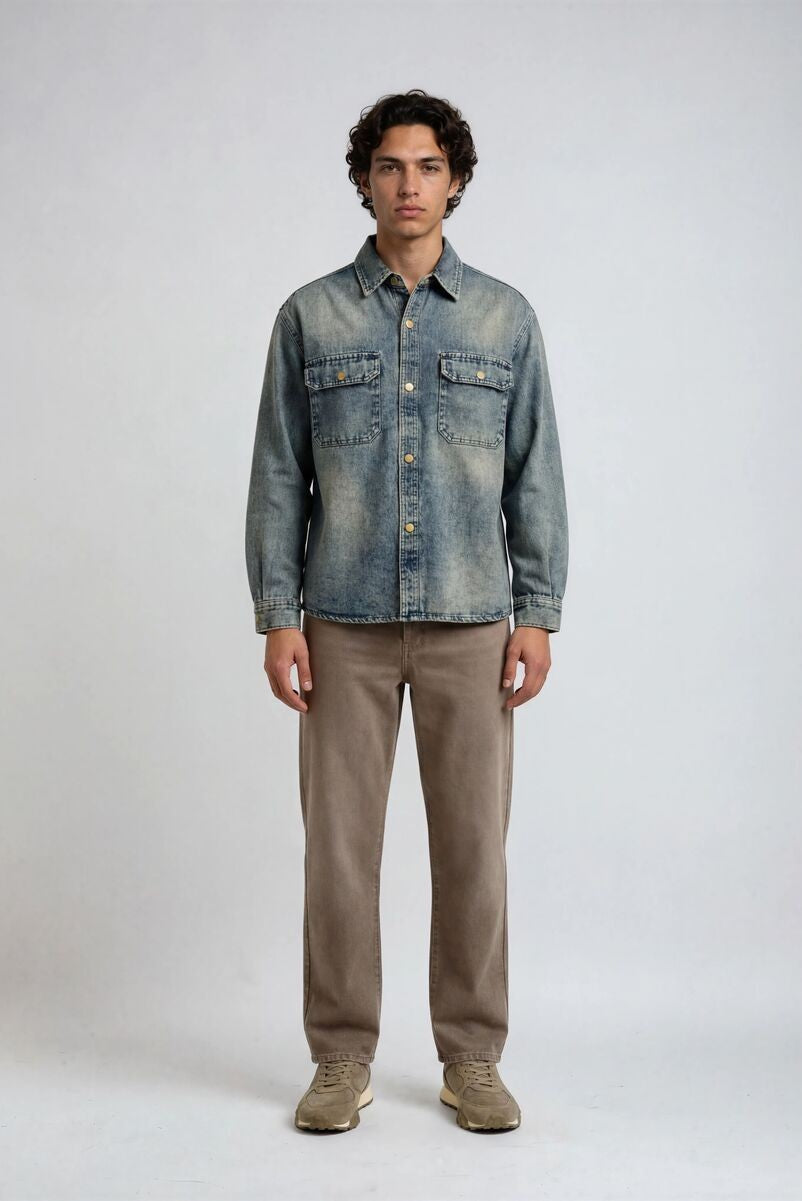 F21 Mens Vintage Wash Denim Shirt | Forever 21 Mens
