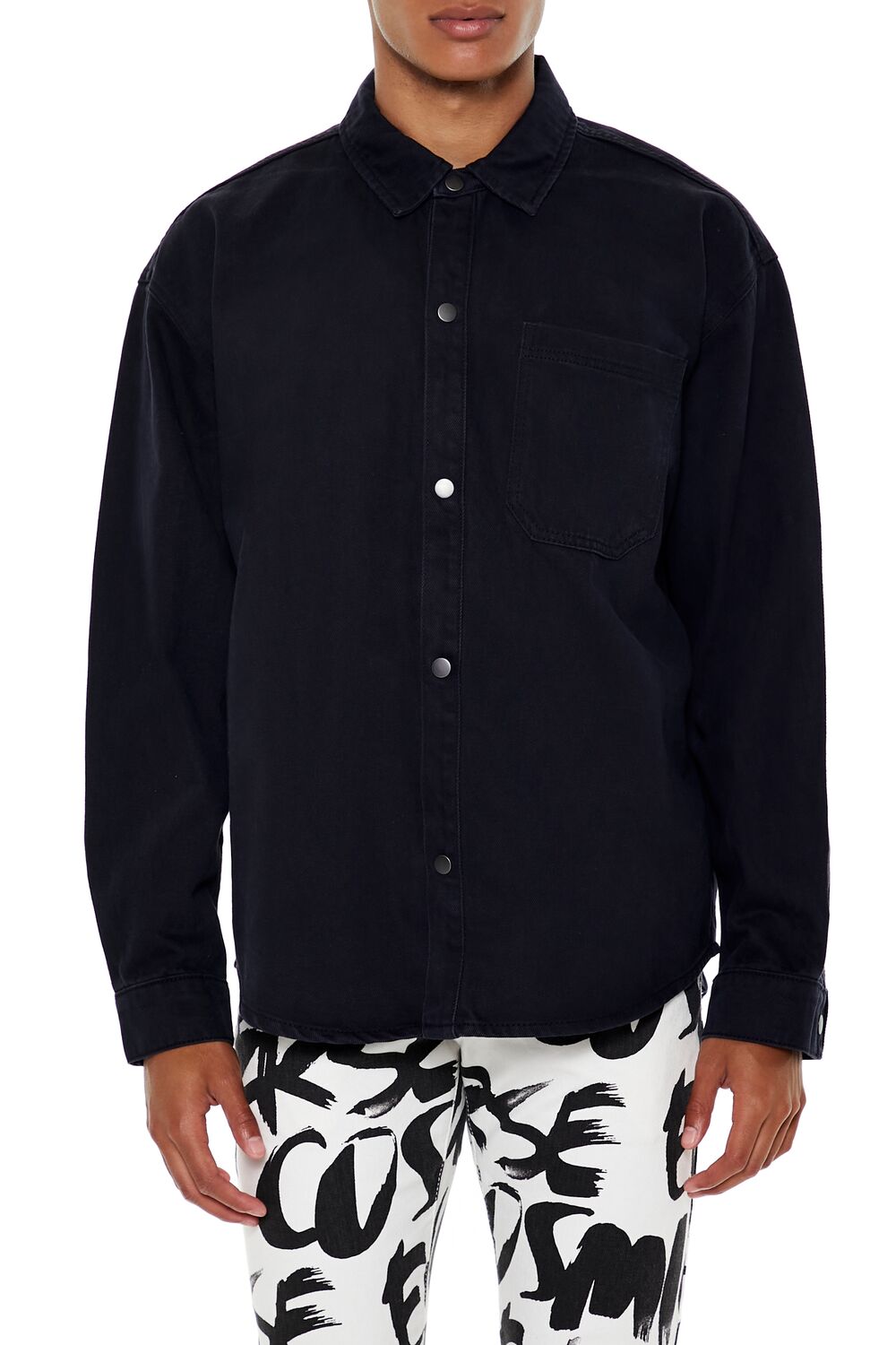 Cotton Curved-Hem Shirt | Forever 21 Mens
