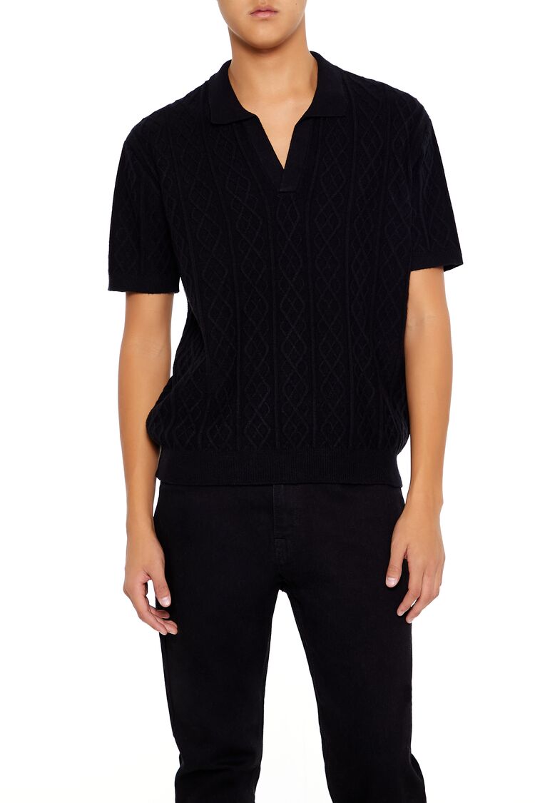 Geo Sweater-Knit Polo Shirt | Forever 21 Mens