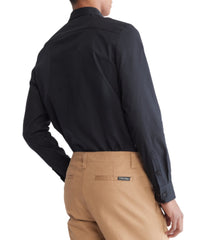 Long Sleeve Solid Stretch Slim Woven Shirt Black | Forever 21 Mens