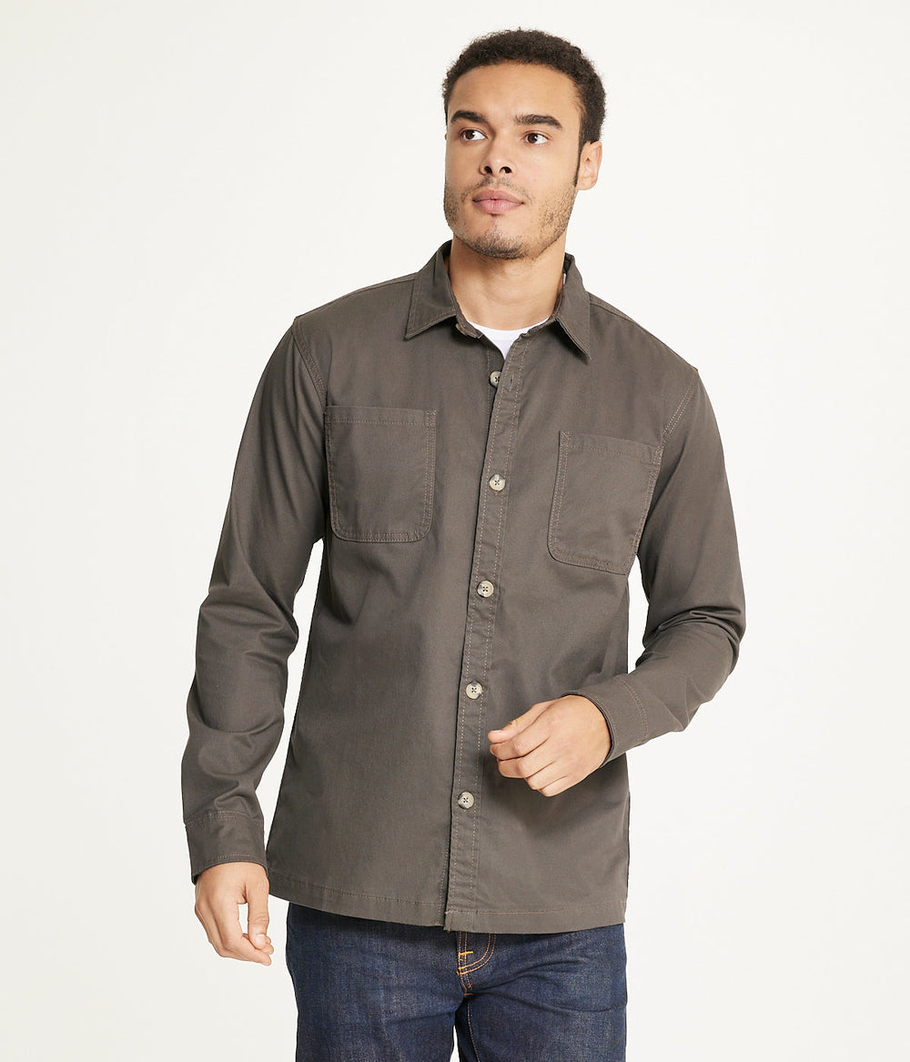 Mens's Long Sleeve Shirt Jacket Stretch Twill | Forever 21 Mens