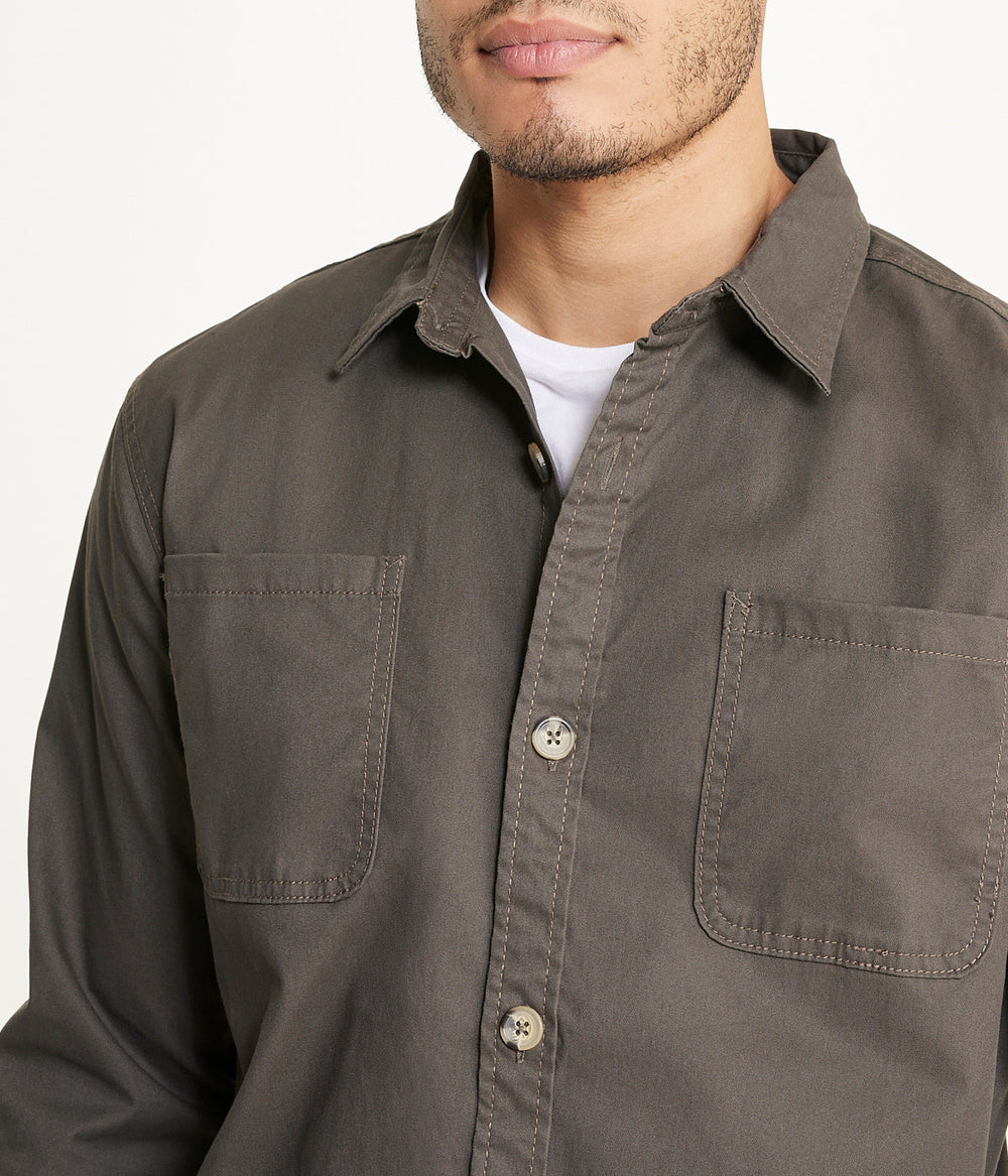 Mens's Long Sleeve Shirt Jacket Stretch Twill | Forever 21 Mens