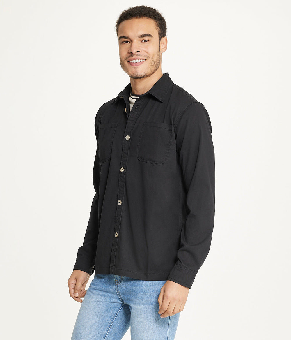 Mens's Long Sleeve Shirt Jacket Stretch Twill | Forever 21 Mens