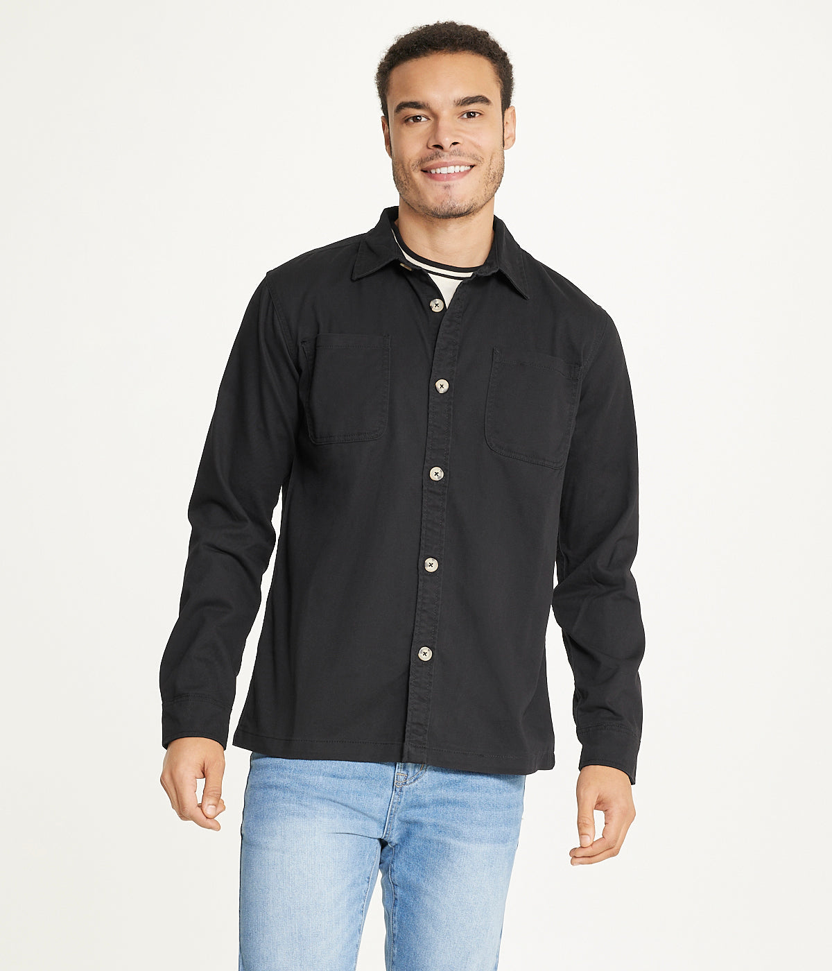 Mens's Long Sleeve Shirt Jacket Stretch Twill | Forever 21 Mens