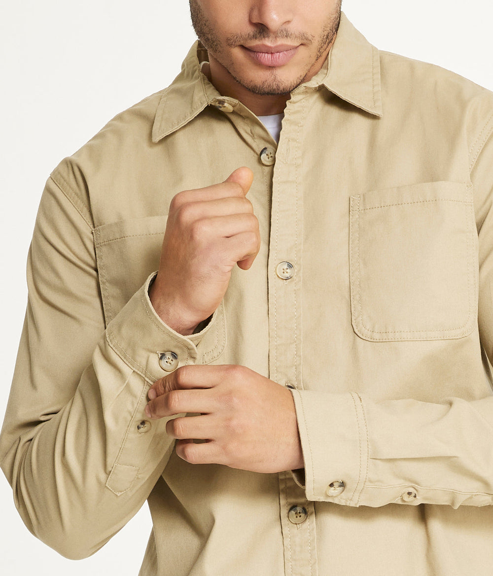 Mens's Long Sleeve Shirt Jacket Stretch Twill | Forever 21 Mens