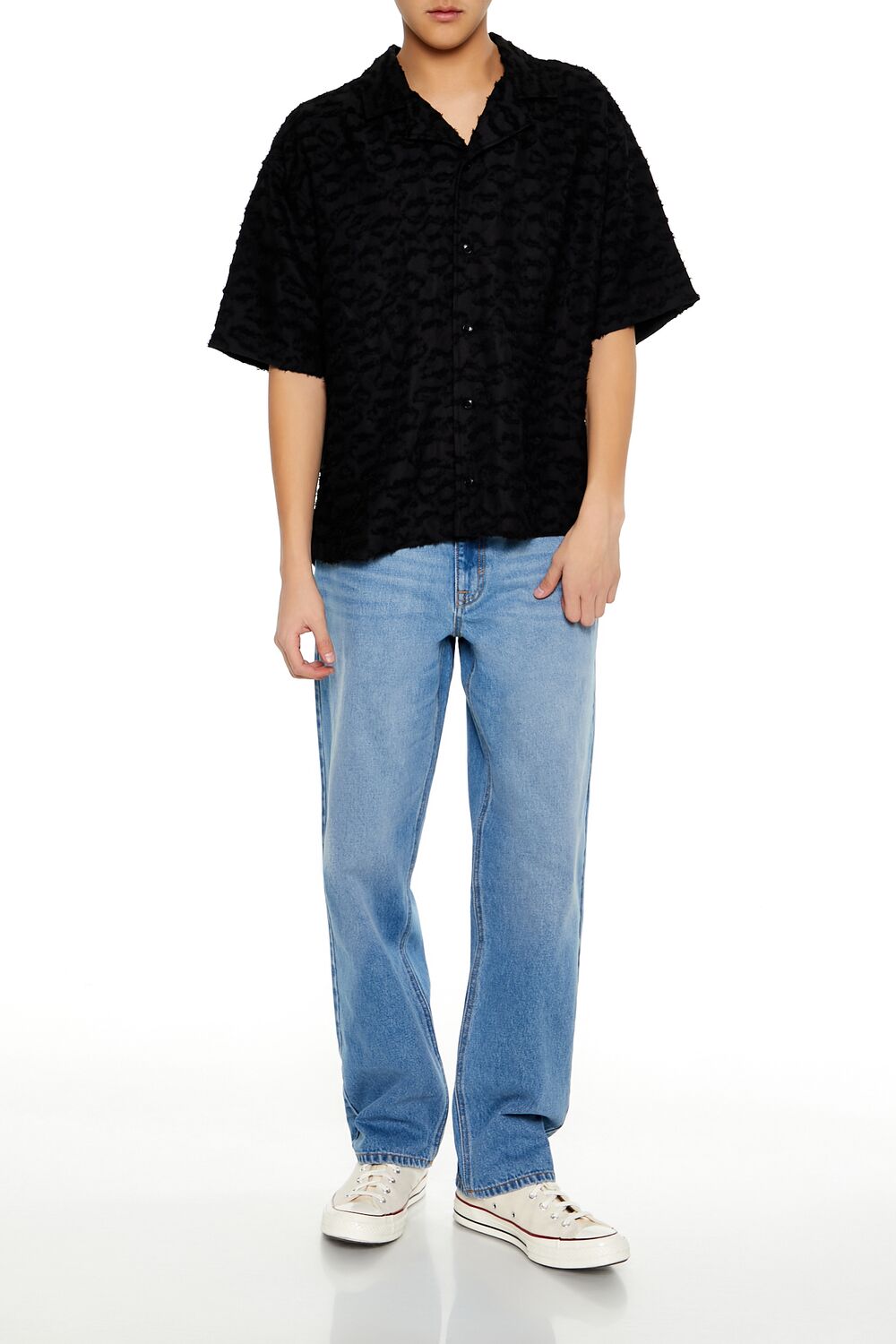Frayed Jacquard Cuban Collar Shirt | Forever 21 Mens