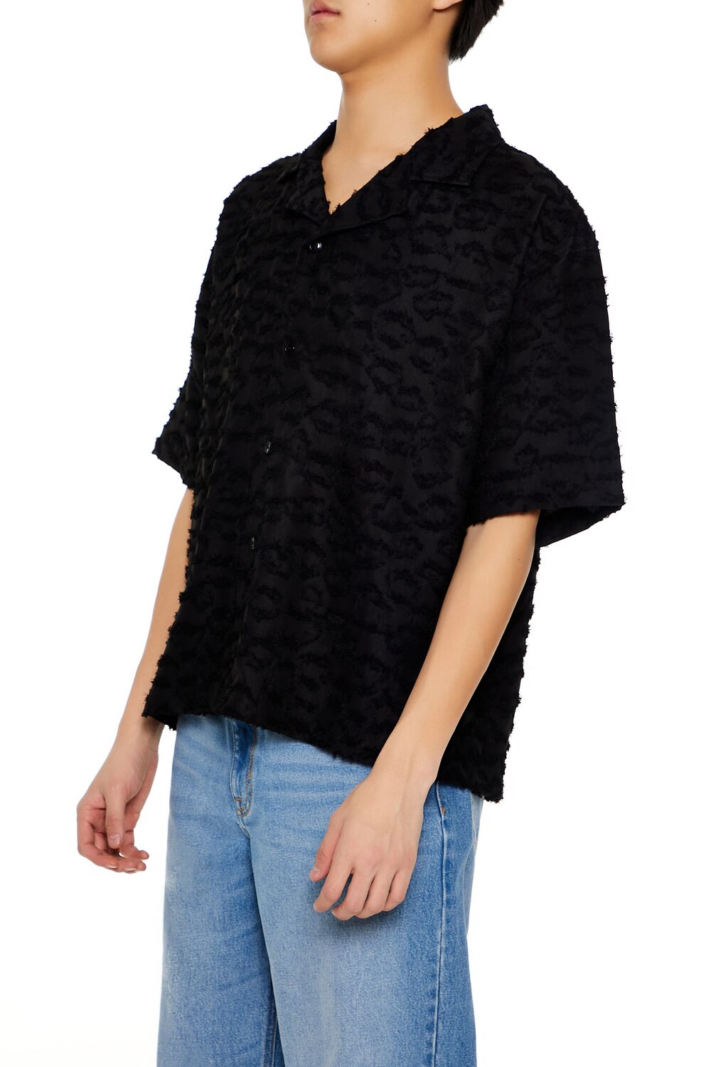 Frayed Jacquard Cuban Collar Shirt | Forever 21 Mens