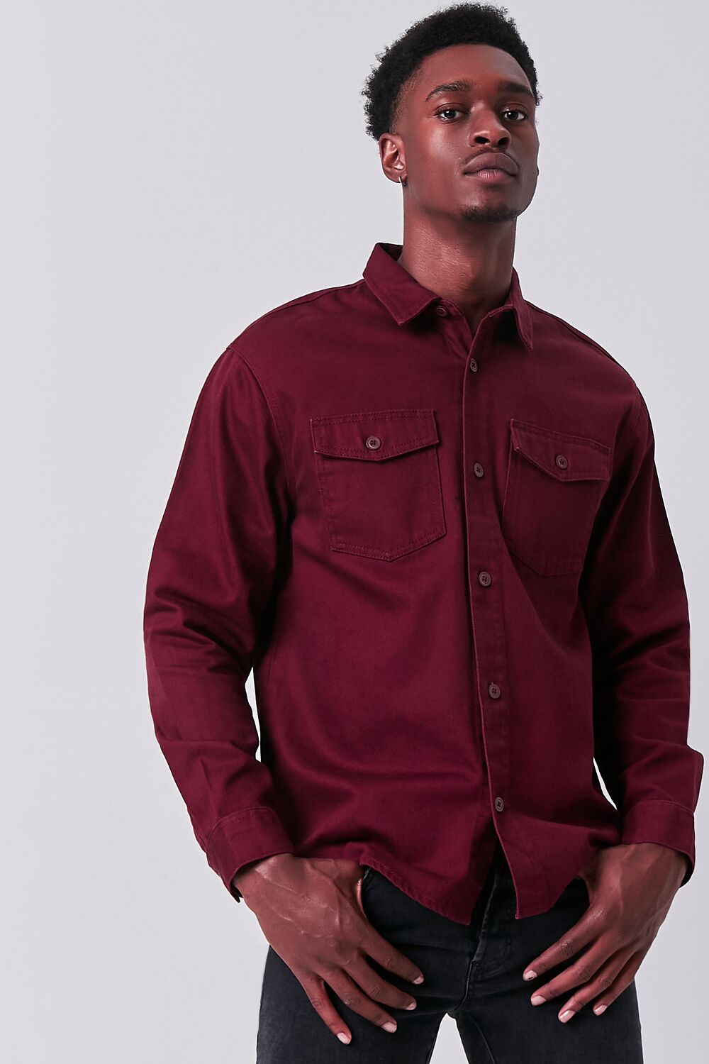 Long Sleeve Dual-Pocket Shirt | Forever 21 Mens