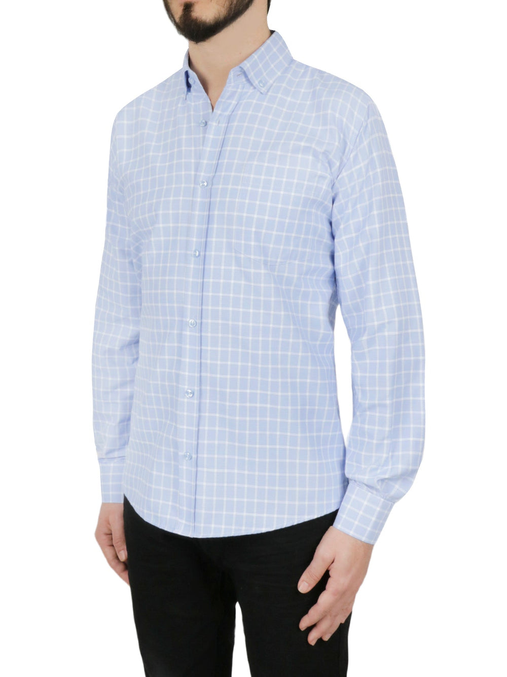 Mens's Regular Shirt Blue Check Design 2 | Forever 21 Mens