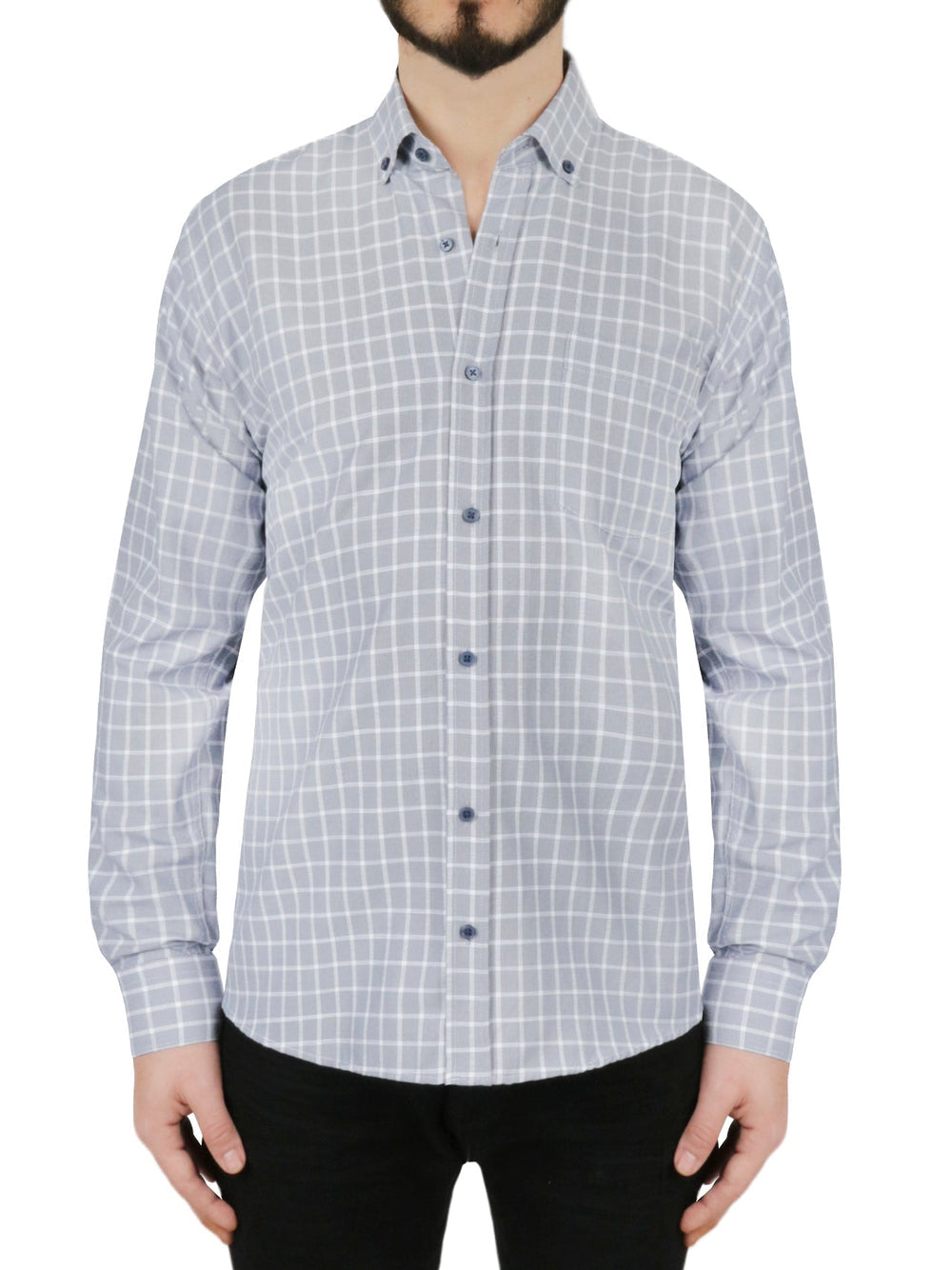 Windowpane Checkered Dress Shirt in Grey | Forever 21 Mens