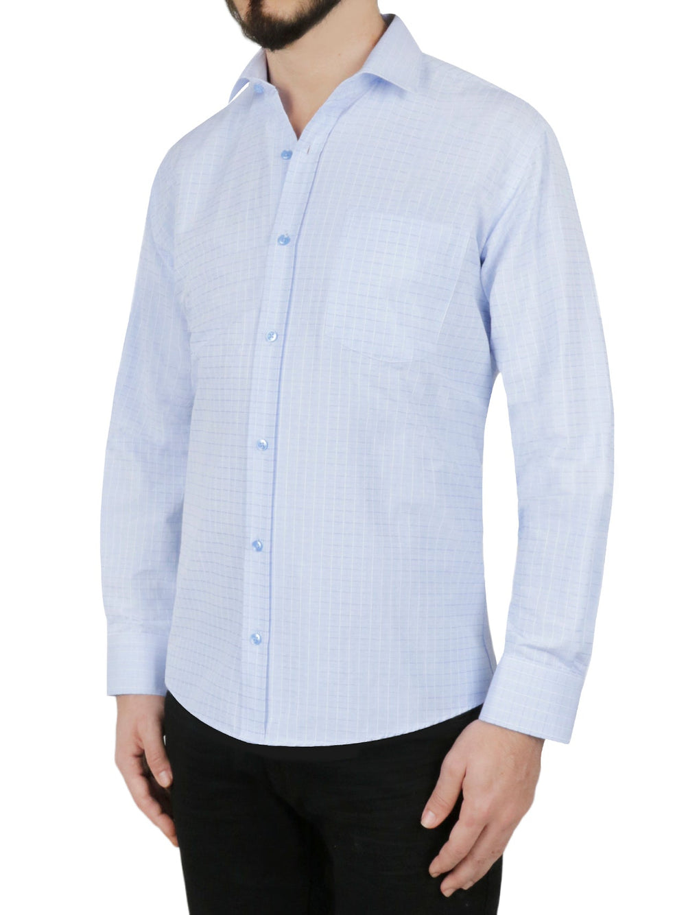 Windowpane Checkered Dress Shirt in Grey | Forever 21 Mens