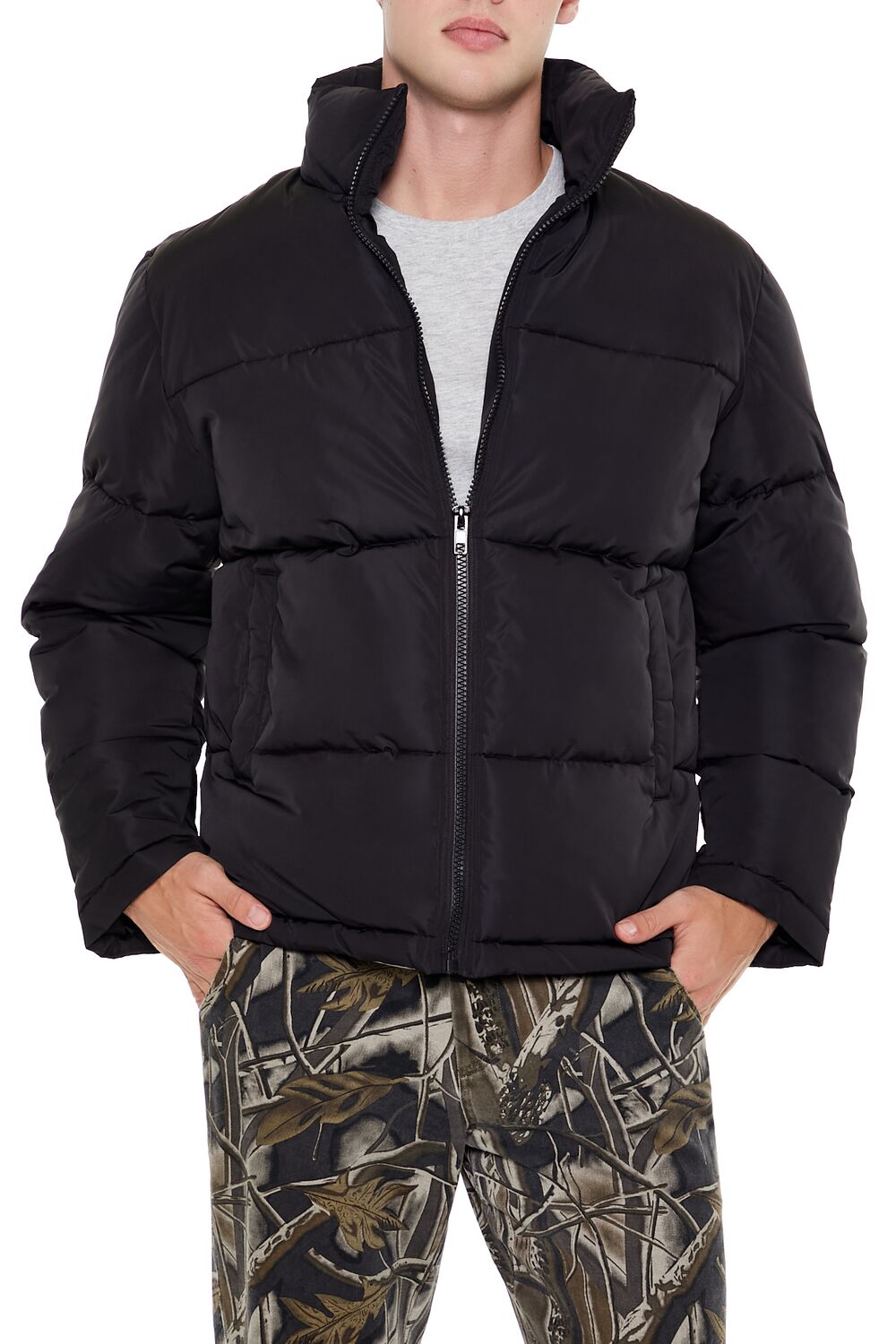 Quilted Funnel-Neck Puffer Jacket | Forever 21 Mens