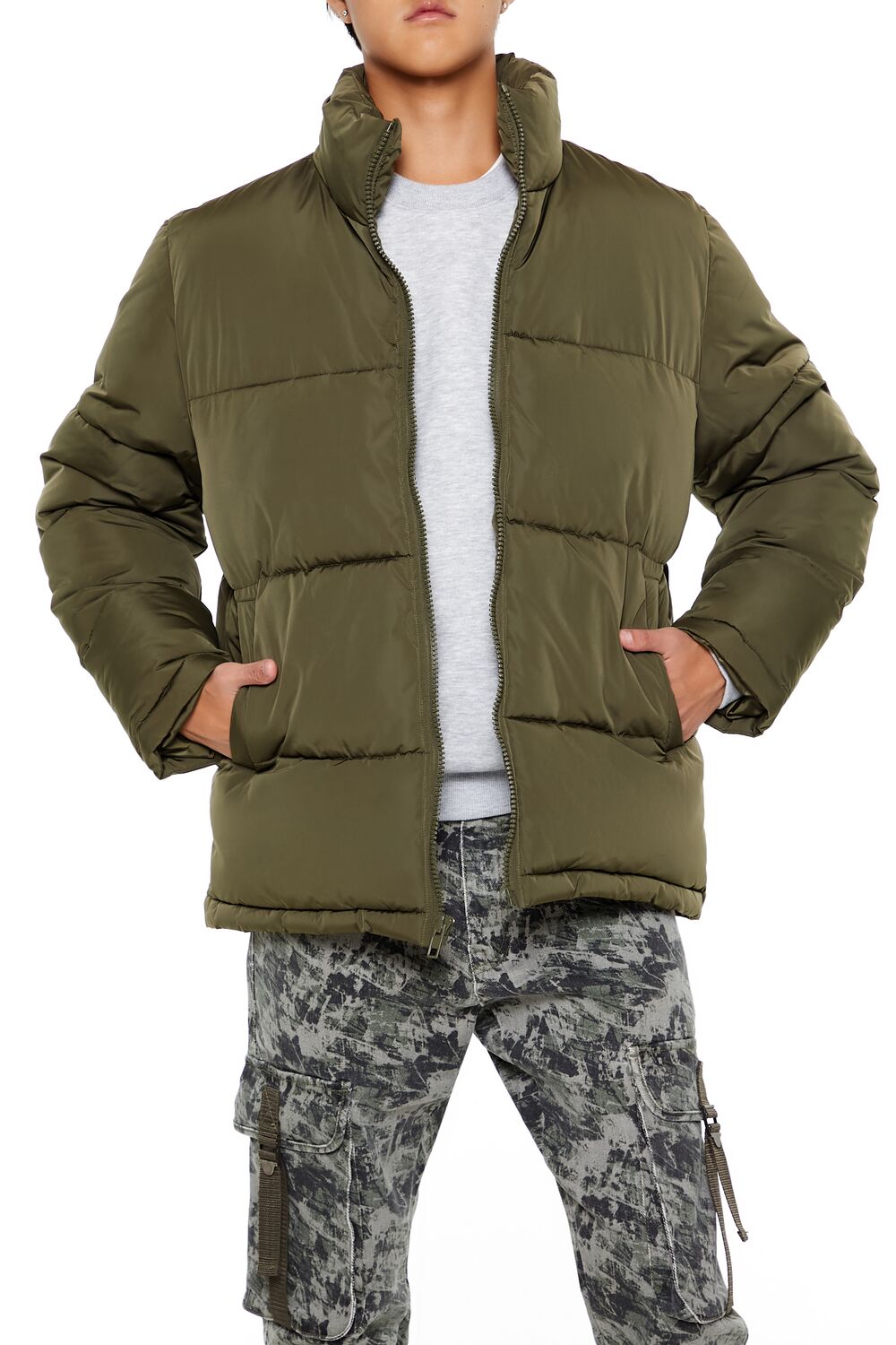 Quilted Funnel-Neck Puffer Jacket | Forever 21 Mens
