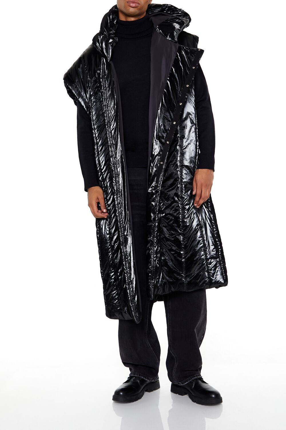 Hooded Longline Puffer Vest | Forever 21 Mens