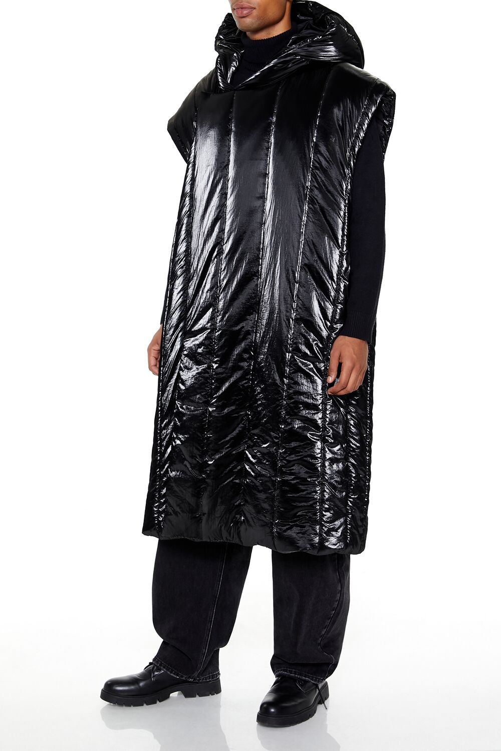 Hooded Longline Puffer Vest | Forever 21 Mens