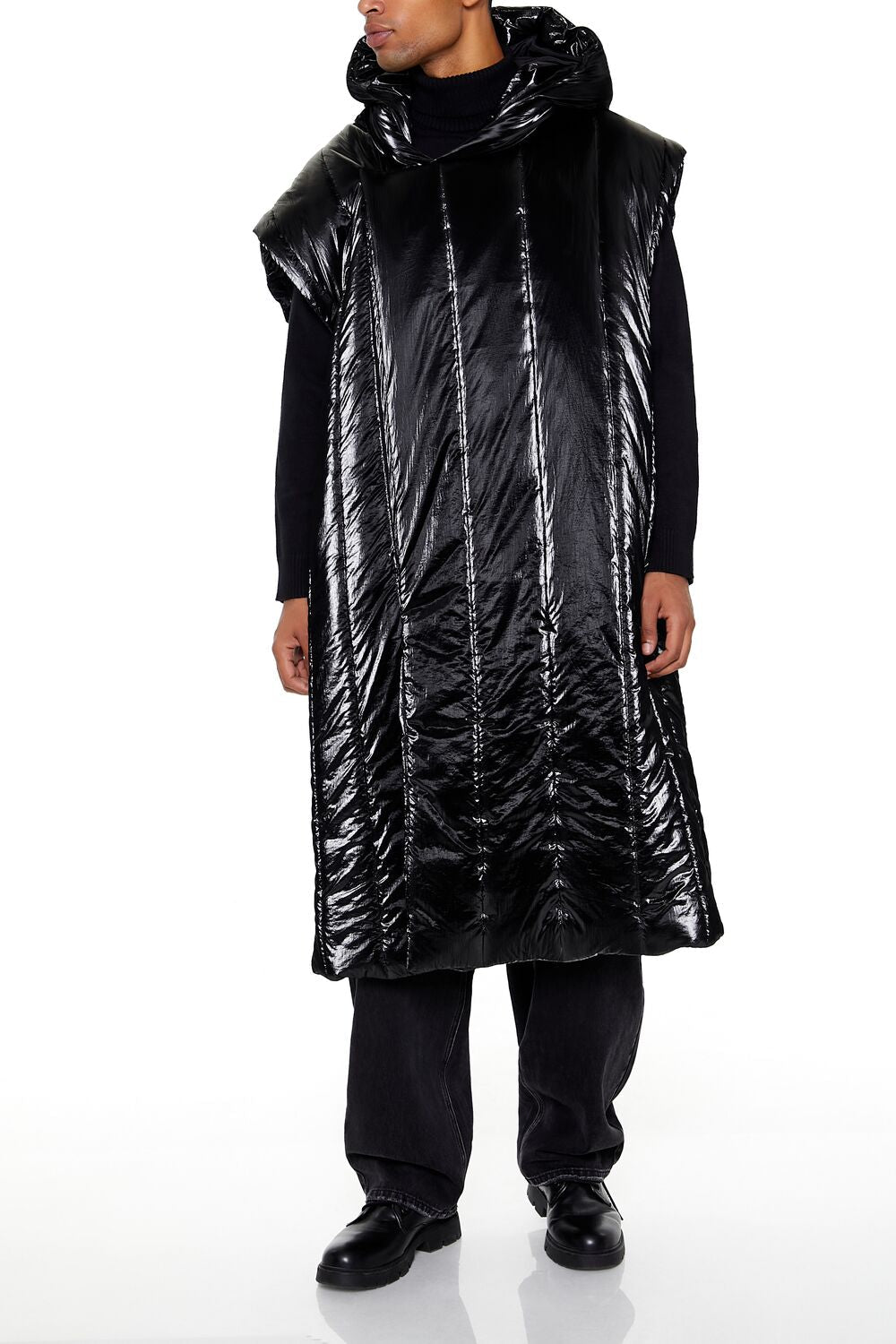 Hooded Longline Puffer Vest | Forever 21 Mens