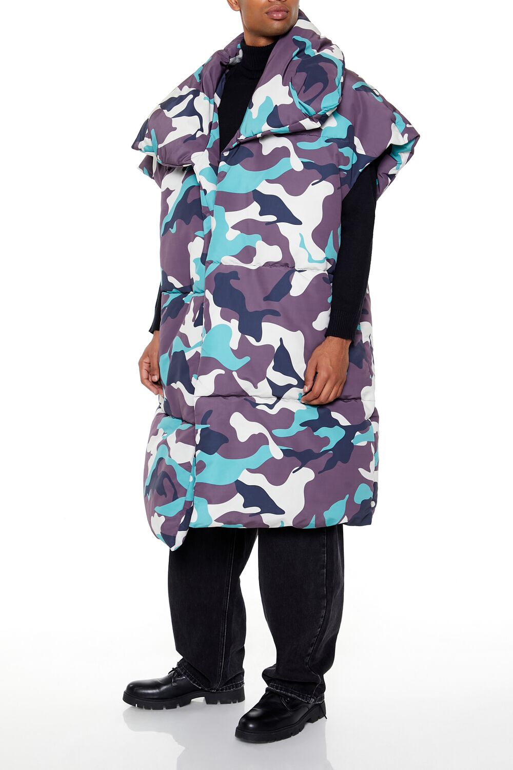 Camo Print Longline Puffer Vest | Forever 21 Mens