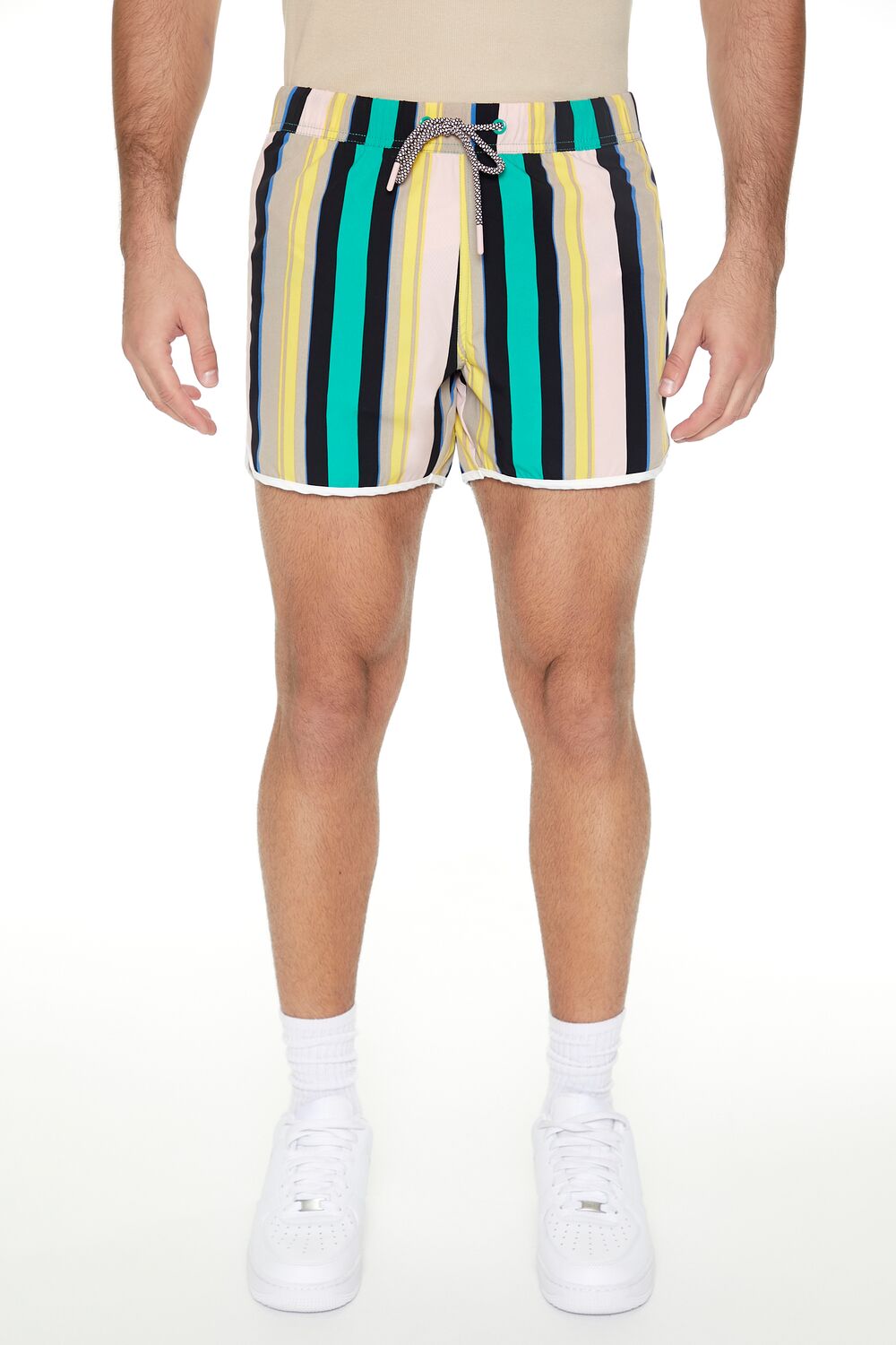 Striped Drawstring Short Inseam Swim Trunks | Forever 21 Mens