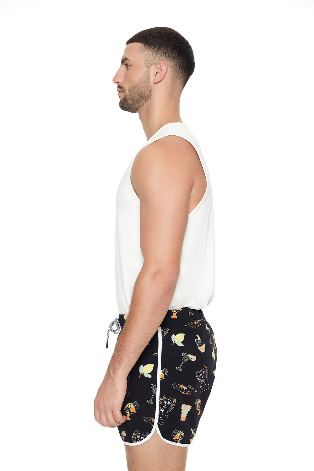 Short Inseam Drink Print Swim Trunks | Forever 21 Mens