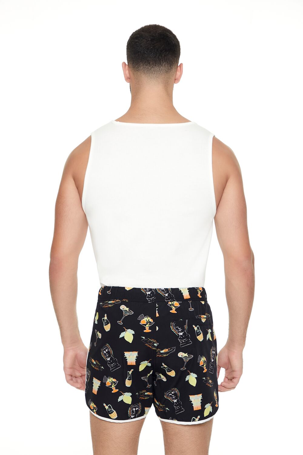 Short Inseam Drink Print Swim Trunks | Forever 21 Mens