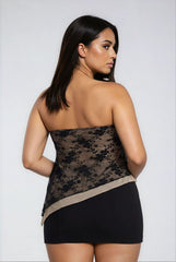 Plus Size Floral Lace Asymmetrical-Hem Tube Top - Forever 21