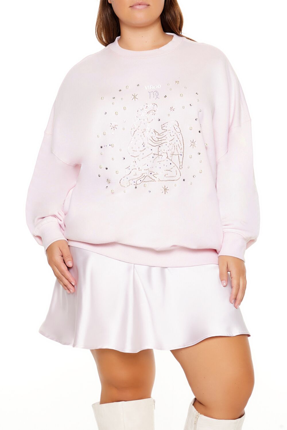 Plus Size Beaded Virgo Pullover - Forever 21