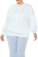 Plus Size Beaded Gemini Pullover - Forever 21