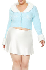 Plus Size Faux Fur Hello Kitty Cardigan Sweater - Forever 21